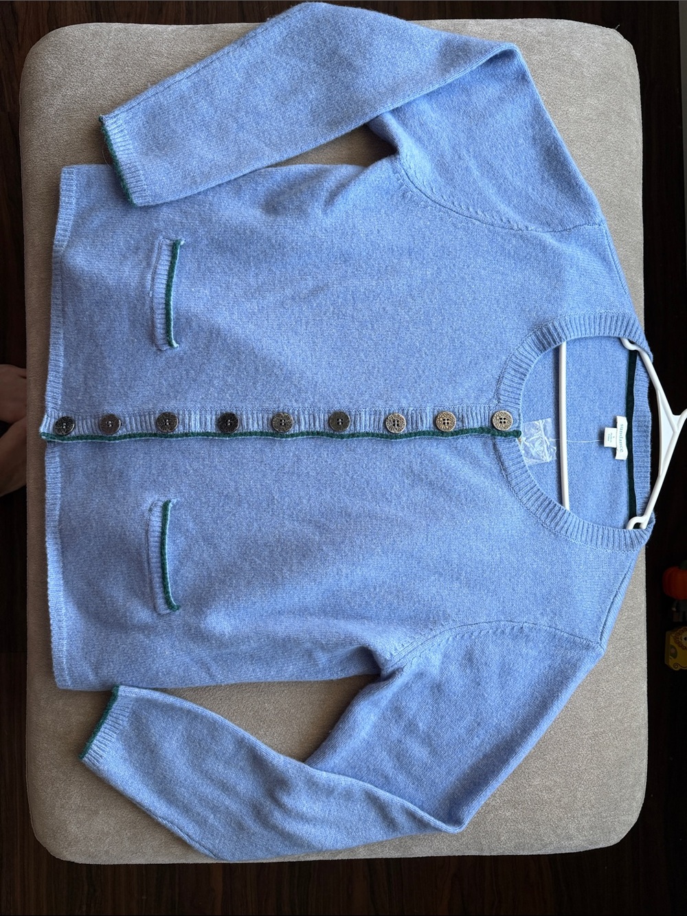NWOT Sundance Light Blue Button-Front 100% Wool Cardigan